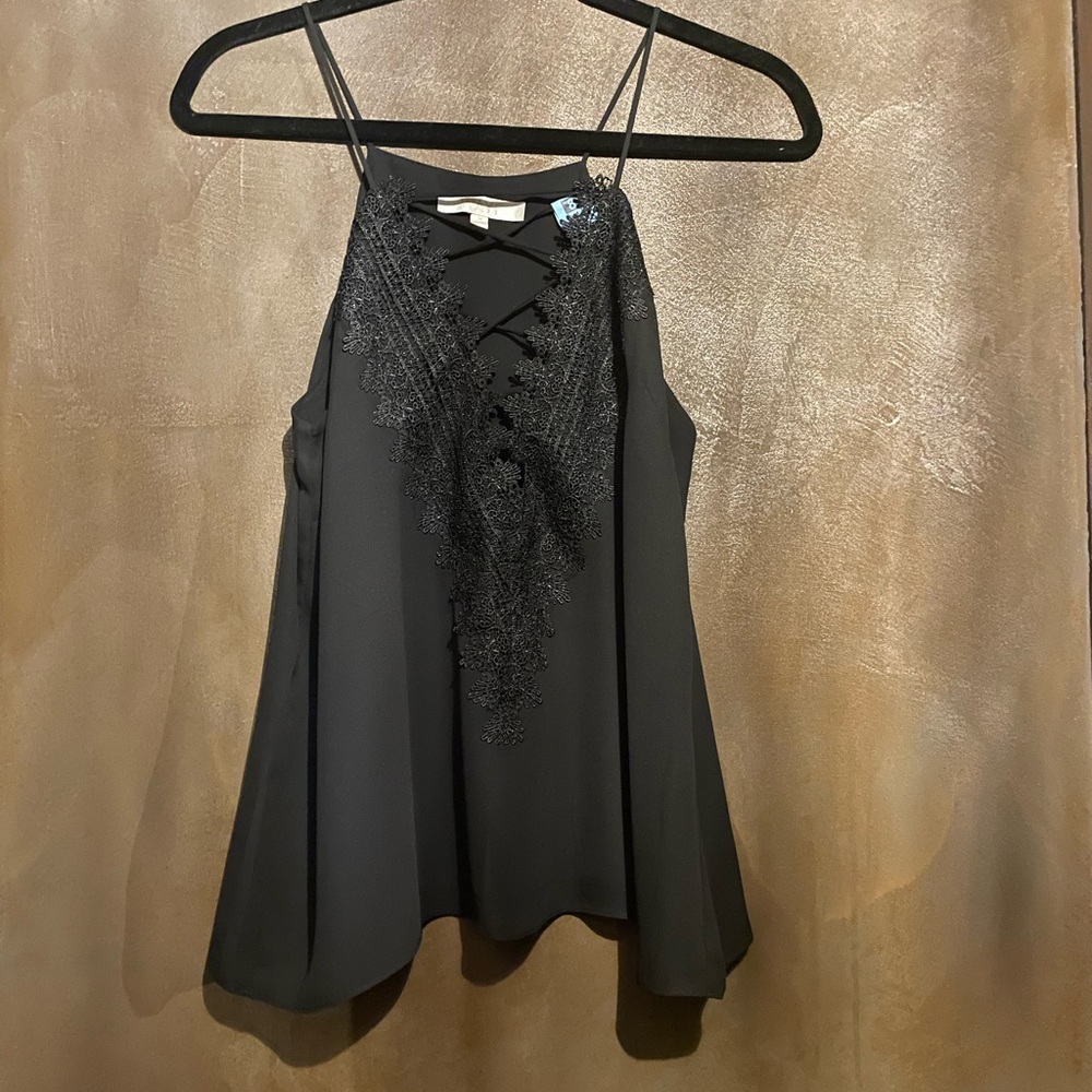 Black Lace Trim Women's lined Top